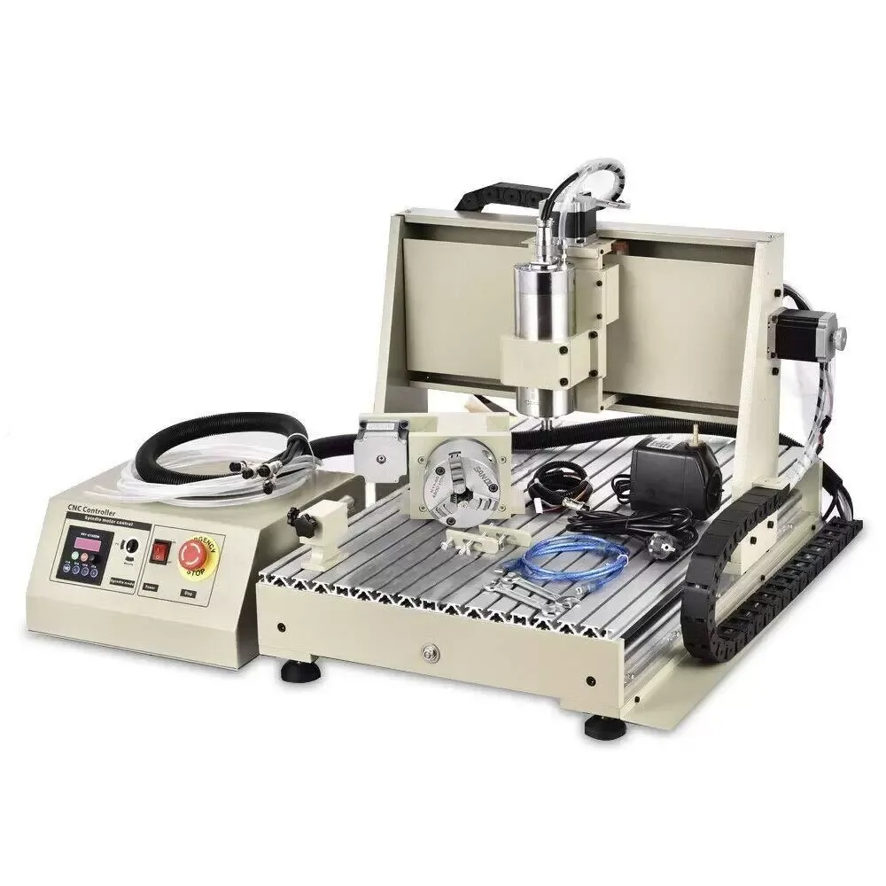 Fresadora CNC de 4 ejes, 6040, máquina de grabado USB, router Engraver, motor de husillo VFD de 1,5 kW + caja de control