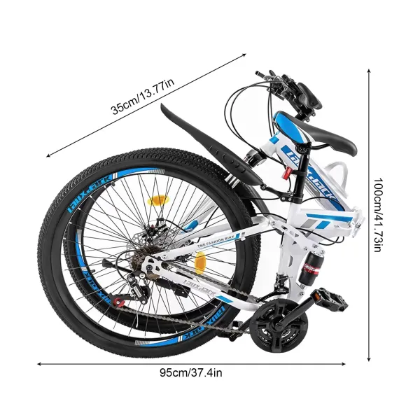 Bicicleta plegable de montaña de 26 pulgadas para mujeres y hombres - Freno de disco delantero y trasero - 21 velocidades de cambio para adultos Bicicleta plegable de montaña de 26 pulgadas para mujeres y hombres - Freno de disco delantero y trasero - 21 velocidades de cambio para adultos