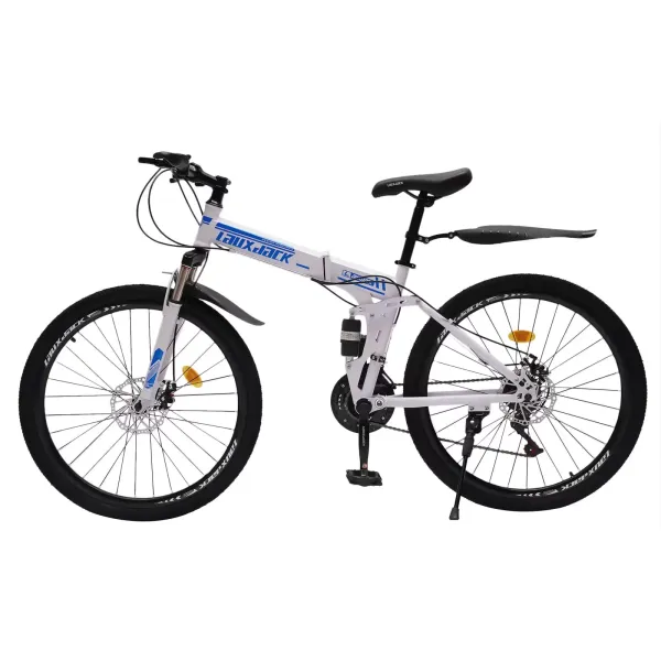 Bicicleta plegable de montaña de 26 pulgadas para mujeres y hombres - Freno de disco delantero y trasero - 21 velocidades de cambio para adultos