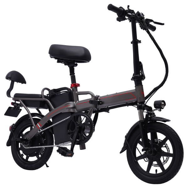 E-Bike plegable de 14 pulgadas con motor de 350 W 25 km/h y batería de litio extraíble E-Bike de ciudad Gris