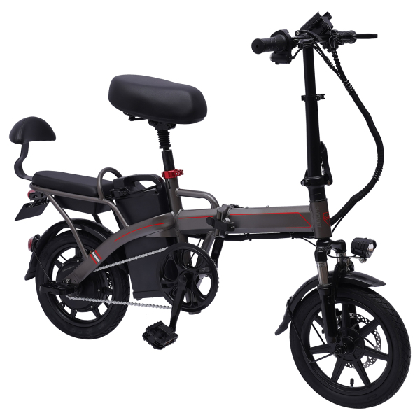 E-Bike plegable de 14 pulgadas con motor de 350 W 25 km/h y batería de litio extraíble E-Bike de ciudad Gris
