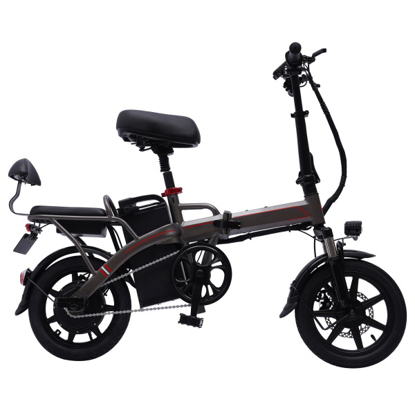 E-Bike plegable de 14 pulgadas con motor de 350 W 25 km/h y batería de litio extraíble E-Bike de ciudad Gris