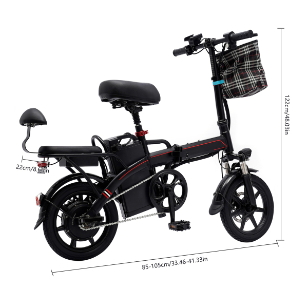 E-Bike plegable de 14 pulgadas con motor de 350 W 25 km/h y batería de litio extraíble E-Bike de ciudad