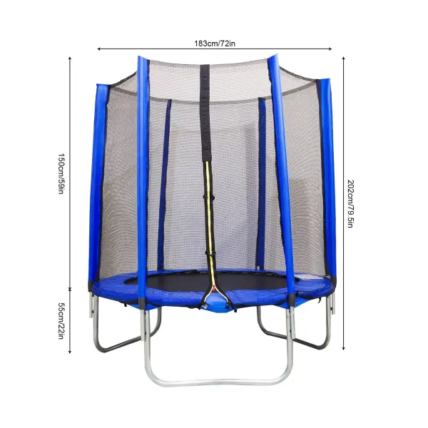 Trampolín de jardín de 183 cm de diámetro, trampolín de jardín con red de seguridad cerrada