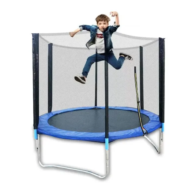 Trampolín de jardín de 183 cm de diámetro, trampolín de jardín con red de seguridad cerrada Trampolín de jardín de 183 cm de diámetro, trampolín de jardín con red de seguridad cerrada