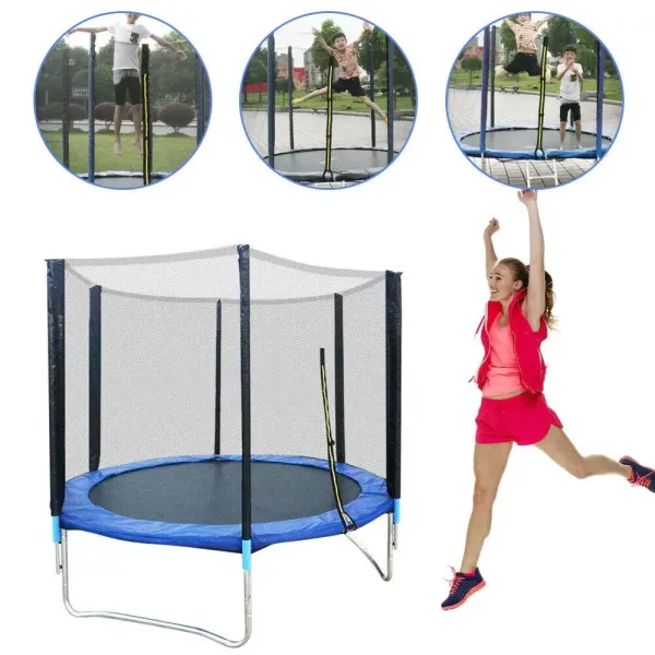 Trampolín de jardín de 183 cm de diámetro, trampolín de jardín con red de seguridad cerrada