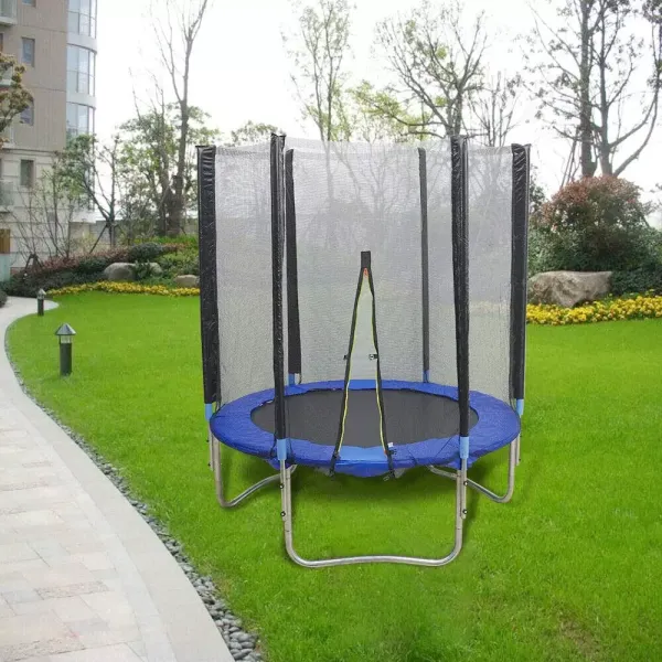 Trampolín de jardín de 183 cm de diámetro, trampolín de jardín con red de seguridad cerrada Trampolín de jardín de 183 cm de diámetro, trampolín de jardín con red de seguridad cerrada