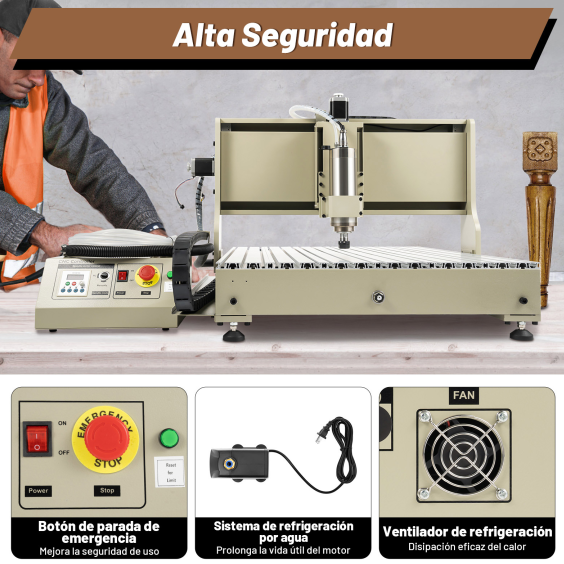 Fresadora CNC de 4 ejes, 6090, máquina de grabado USB, router Engraver, Kit de grabado, 2,2 kW