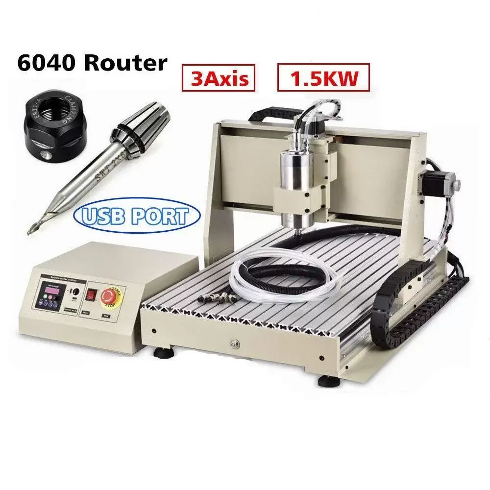 USB 1500W 3 Ejes 6040 Router 3D Grabador Corte Fresadora Máquina de Grabado