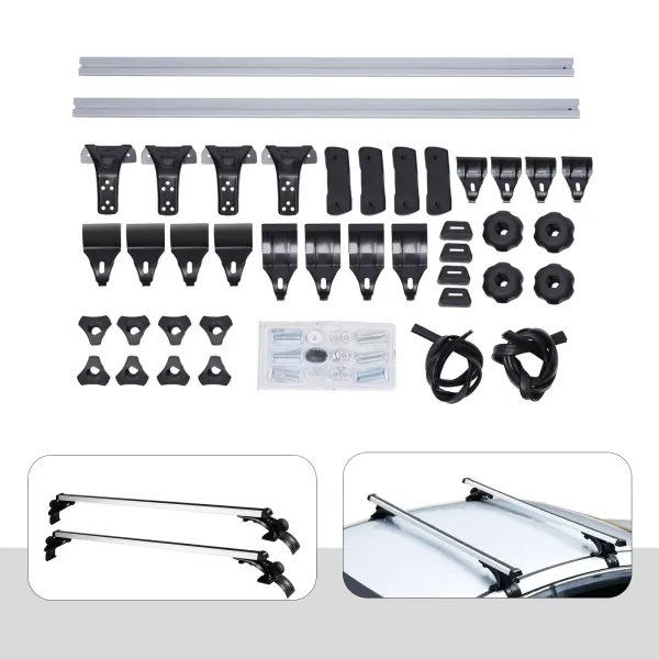 Baca universal de acero de 48 pulgadas, cesta de techo para coche, portaequipajes para techo, 146,5 x 15 x 15 cm