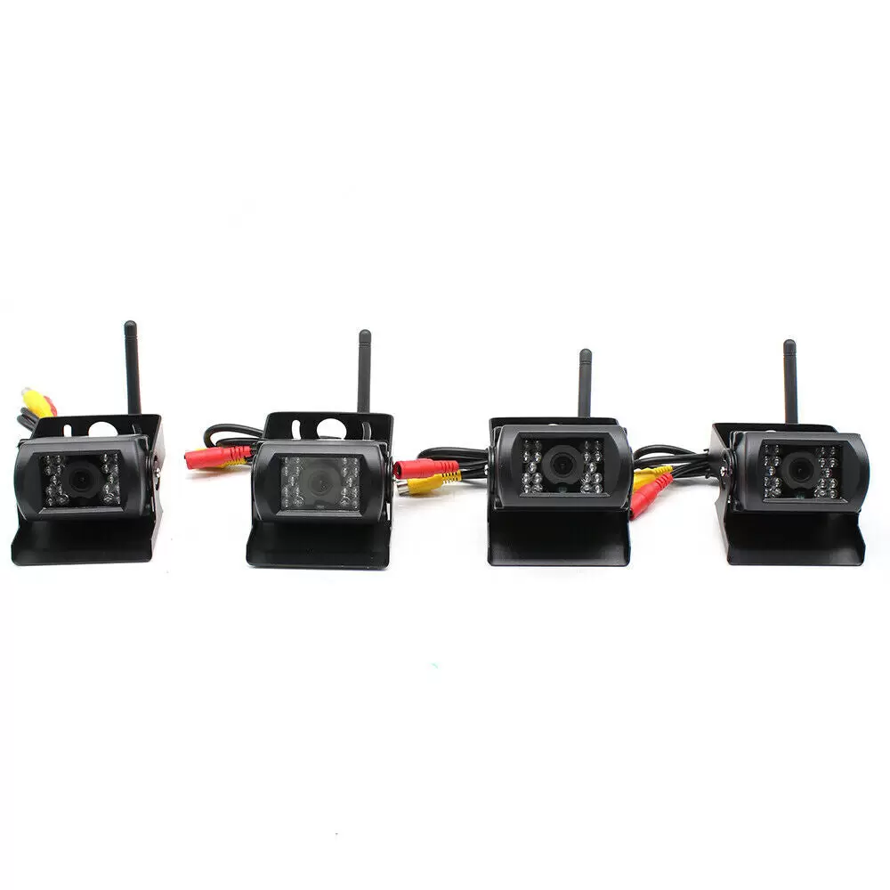 Monitor de 7 pulgadas + 4 cámaras de seguridad inalámbricas, visión nocturna, cámara de marcha atrás para RV camión