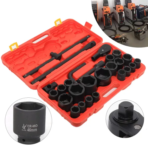 Juego de llaves de vaso, 26 unidades, 3/4", 21-65 mm, llaves de vaso profesionales para camiones y coches