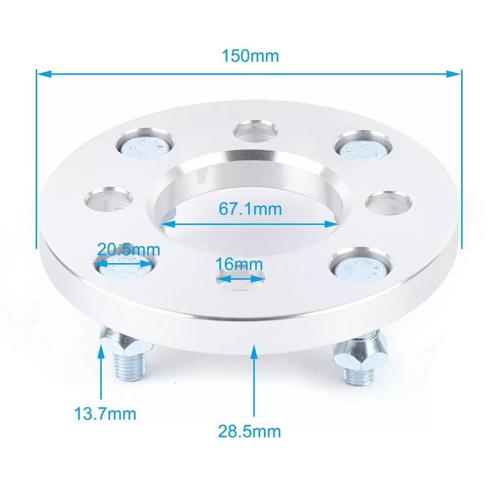 CNCEST 4 separadores de rueda, 15 mm de grosor, adaptador M12 x 1,5, 4 tornillos x 100 mm, convertidos en 4 tornillos x 114,3 mm.