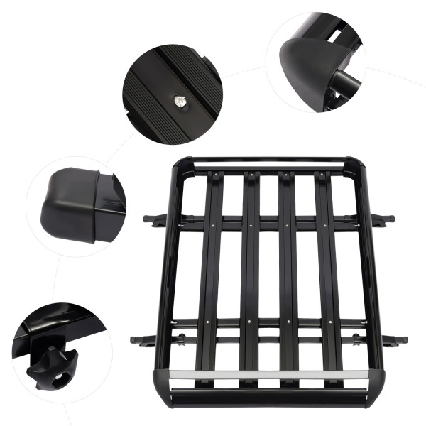 CNCEST Portaequipajes de aluminio para techo, cesta de carga, carga máxima de la barra transversal es de 68 kg, sin ruido al conducir CNCEST Portaequipajes de aluminio para techo, cesta de carga, carga máxima de la barra transversal es de 68 kg, sin ruido al conducir