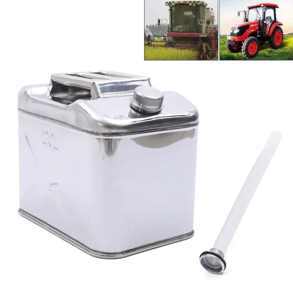 Tanque de 20 litros de acero inoxidable con tubo, gran capacidad para combustible