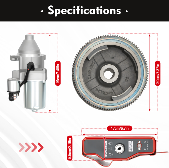 CNCEST Kit de embrague de volante de inercia de arranque para Honda GX390 13 CV