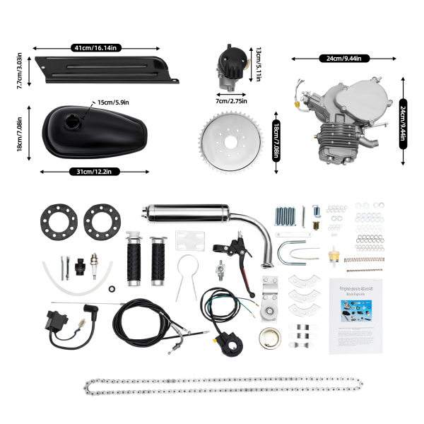 Kit de conversión de motor de 2 tiempos, 80 cc, motor motorizado de gasolina Kit de conversión de motor de 2 tiempos, 80 cc, motor motorizado de gasolina