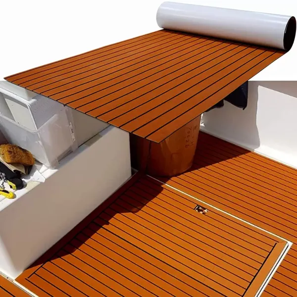 240 x 90 cm de espuma EVA, para barco, yate, suelo, alfombra（marrón+negro）
