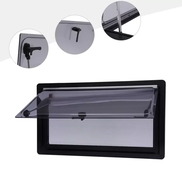 Ventana lateral para caravana, ventana de exhibición, ventana plegable, ventana para caravana, furgoneta,furgoneta, RV (90 x 50 cm)