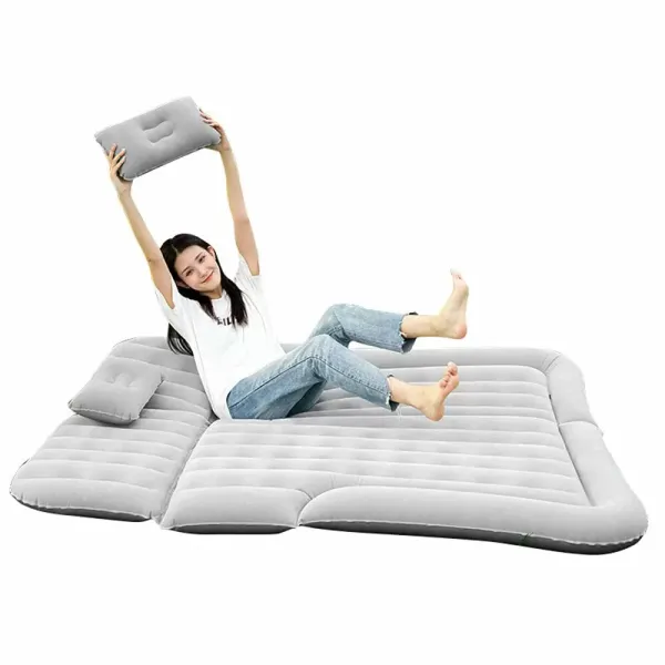 Colchón de aire inflable Asiento trasero de cama de aire con bomba eléctrica,almohadilla de dormir portátil con flocado para acampar de viaje (gris) Colchón de aire inflable Asiento trasero de cama de aire con bomba eléctrica,almohadilla de dormir portátil con flocado para acampar de viaje (gris)