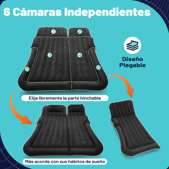 Colchón para automóvil, combinación de colchón para automóvil, cama de aire flocada para automóvil, adecuado para viajes