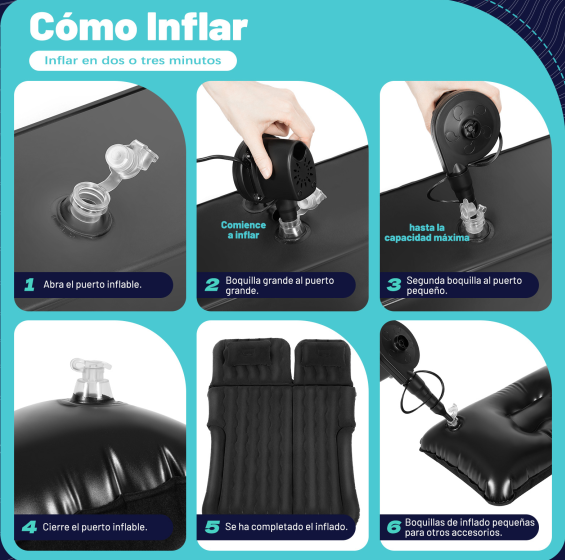 Colchón para automóvil, combinación de colchón para automóvil, cama de aire flocada para automóvil, adecuado para viajes