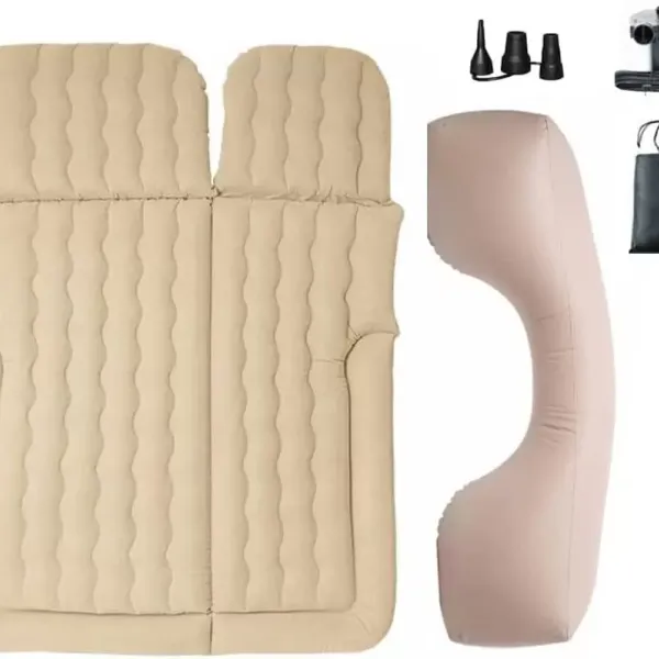CNCEST Colchón de aire para automóvil para viajes Camping al aire libre, Colchón inflable de PVC Cama inflable, de aire más gruesa móvil (Beige) CNCEST Colchón de aire para automóvil para viajes Camping al aire libre, Colchón inflable de PVC Cama inflable, de aire más gruesa móvil (Beige)