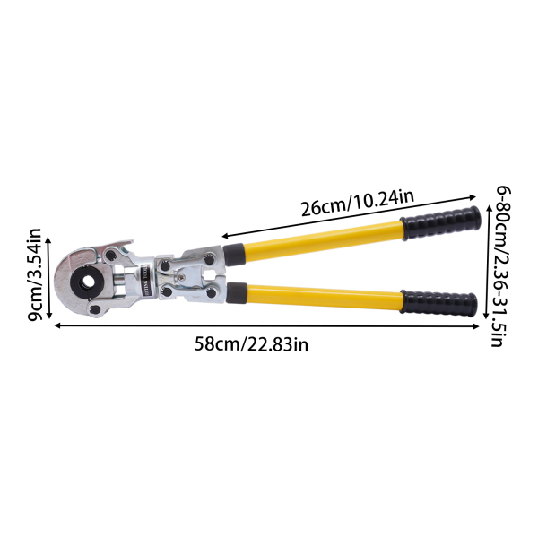 Alicates de prensado para tubos de 16 – 32 mm de cobre, crimpadora con tijeras, calibrador, muelle de flexión