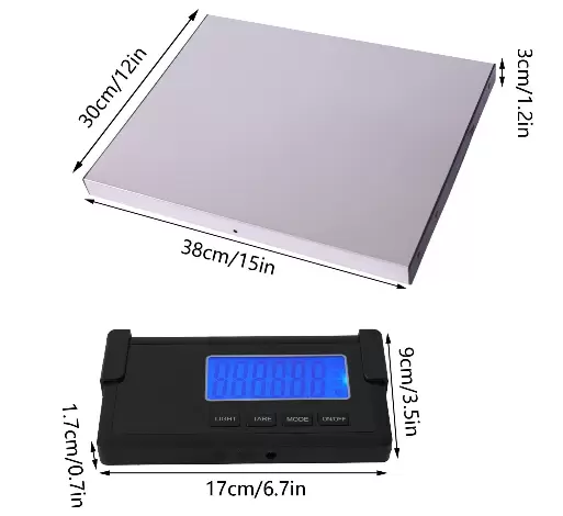 Báscula digital de paquetes, 180 kg/397 libras, báscula de plataforma de alta precisión con indicador LED, de acero inoxidable