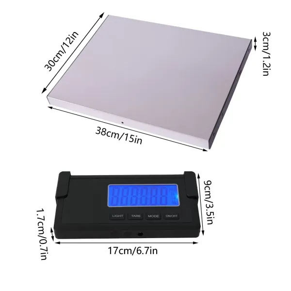 Báscula digital de paquetes, 180 kg/397 libras, báscula de plataforma de alta precisión con indicador LED, de acero inoxidable