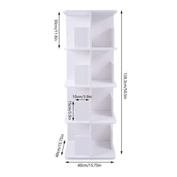 Estantería giratoria de 360°, librería de pie de 4 niveles, librería pequeña de esquina - Blanca Estantería giratoria de 360°, librería de pie de 4 niveles, librería pequeña de esquina - Blanca