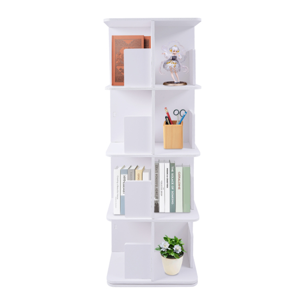 Estantería giratoria de 360°, librería de pie de 4 niveles, librería pequeña de esquina - Blanca Estantería giratoria de 360°, librería de pie de 4 niveles, librería pequeña de esquina - Blanca