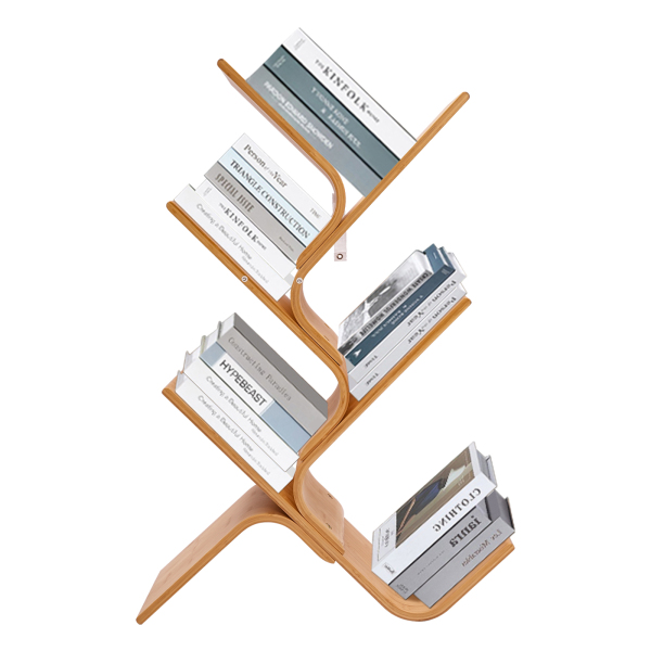 Estantería para libros, Estantería de 5 pisos de bambú en forma de árbol, Estantería de pie moderna, 63*20*91cm