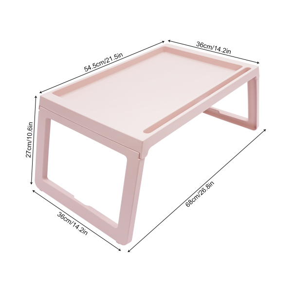 Juego de 4, Mesa Bandeja de Cama con Patas Plegables, Mesa Bandeja de Cama Plegable, Bandejas para Servir Comida, Rosa