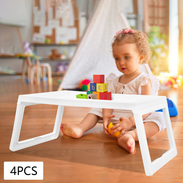 Juego de 4, Mesa Bandeja de Cama con Patas Plegables, Mesa Bandeja de Cama Plegable con, Bandejas para Servir Comida