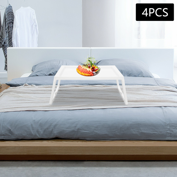 Juego de 4, Mesa Bandeja de Cama con Patas Plegables, Mesa Bandeja de Cama Plegable con, Bandejas para Servir Comida