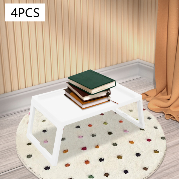 Juego de 4, Mesa Bandeja de Cama con Patas Plegables, Mesa Bandeja de Cama Plegable con, Bandejas para Servir Comida