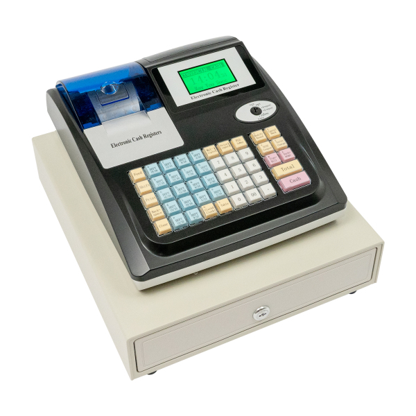 Caja registradora electrónica con cajón, 48 llaves, POS Cash venta al por menor, digital LED pantalla, versión inglesa, negra