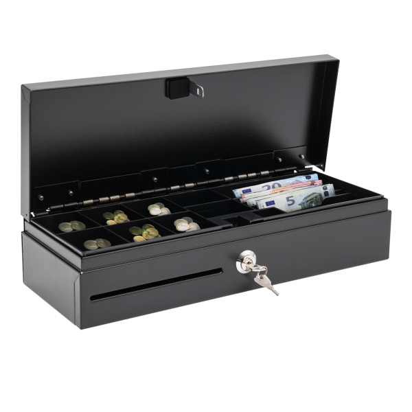 Cajón portamonedas electrónico, Cajón portamonedas para empresas, 46*17*10cm, Amplio espacio de almacenamiento, Negro