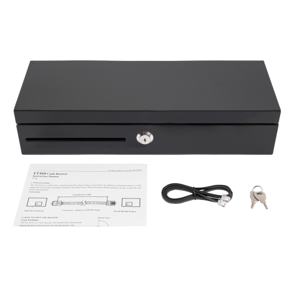 Cajón portamonedas electrónico, Cajón portamonedas para empresas, 46*17*10cm, Amplio espacio de almacenamiento, Negro