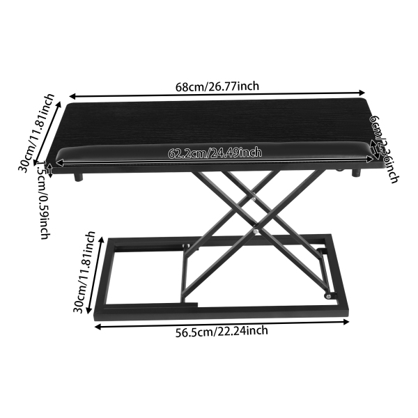Soporte de teclado de altura ajustable de 68 x 30 cm, elevador de teclado de escritorio, soporte para teclado