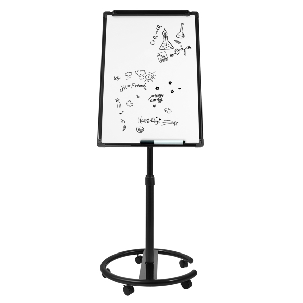 Pizarra de dibujo de una sola cara, de altura ajustable, magnética portátil - Estante negro