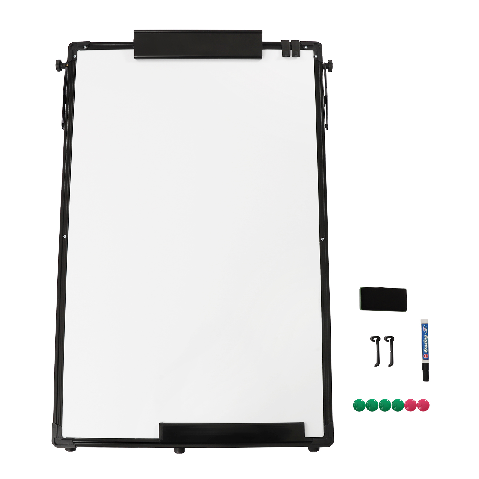 Caballete de pizarra magnética negro 36 x 24 pulgadas pizarra portátil de borrado en seco altura ajustable para escuelas