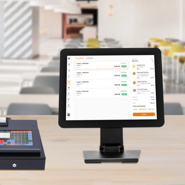 Expositor de caja registradora para pequeños negocios, Cajas registradoras con pantalla táctil capacitiva de 15 pulgadas
