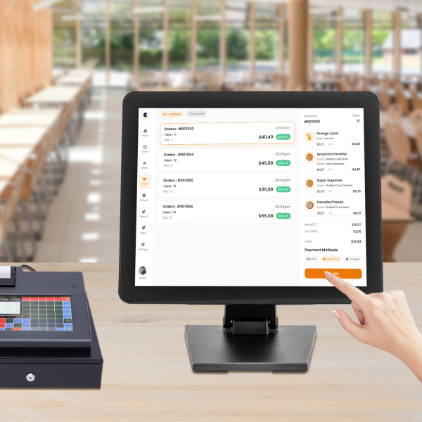 Sistema de registro de pago de 17 pulgadas, con software de pago, impresora de recibos integrada, para el comercio de catering Sistema de registro de pago de 17 pulgadas, con software de pago, impresora de recibos integrada, para el comercio de catering