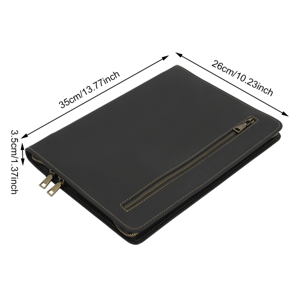 Carpeta portafolios de cuero para portátil de 12,9",con cremallera, Organizador profesional de negocios para A4 Carta Carpeta portafolios de cuero para portátil de 12,9",con cremallera, Organizador profesional de negocios para A4 Carta
