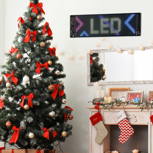 Pantalla LED flexible de 34,8 cm x 10,2 cm, tablero de visualización LED, letrero LED flexible para automóvil, tienda, bar, publicidad