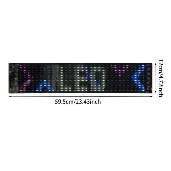 Pantalla LED flexible de 59,5 cm x 12 cm, tablero de visualización LED, letrero LED flexible para automóvil, tienda, bar, publicidad