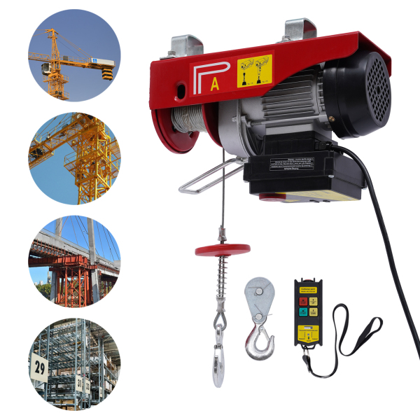Cabrestante eléctrico de 200 kg, 510 W, cable de elevación para motor, grúa de cabrestante, mando a distancia inalámbrico