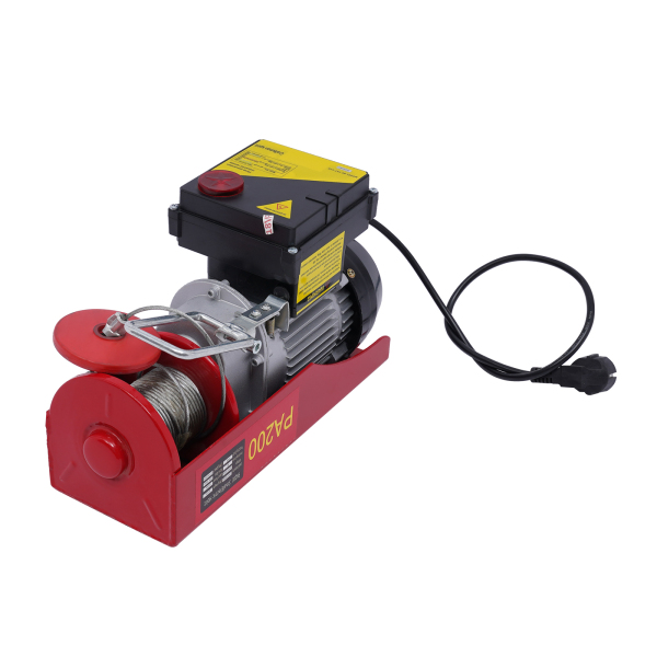 Cabrestante eléctrico de 200 kg, 510 W, cable de elevación para motor, grúa de cabrestante, mando a distancia inalámbrico
